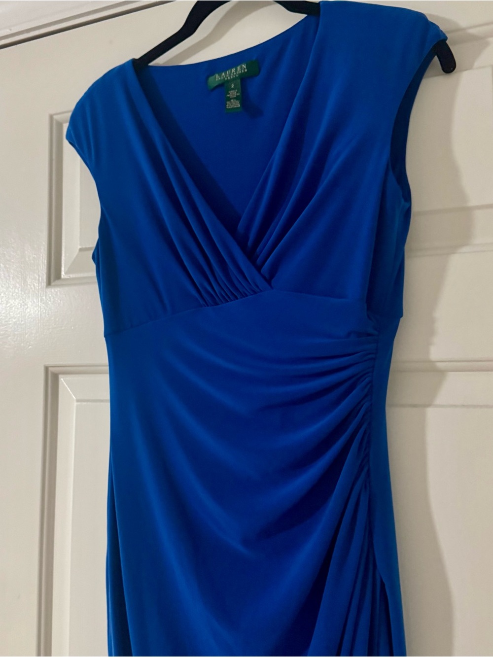 LAUREN Ralph Lauren Royal Blue Sleeveless Wrap-Front Dress